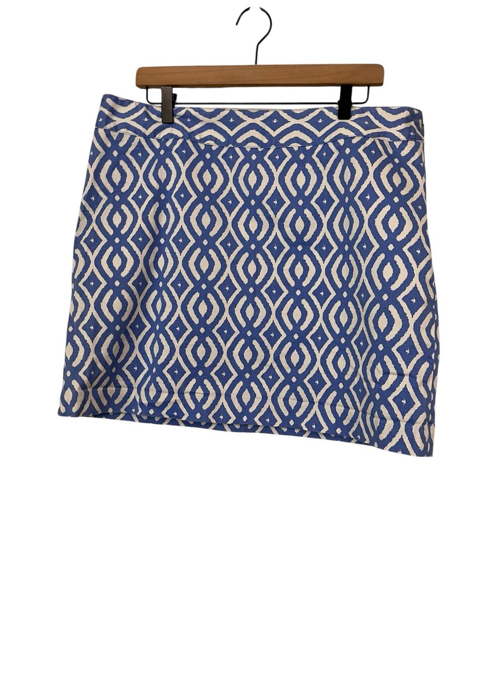 Vineyard Vines Blue White Geometric Print Straight Short Skirt Preppy Size 16